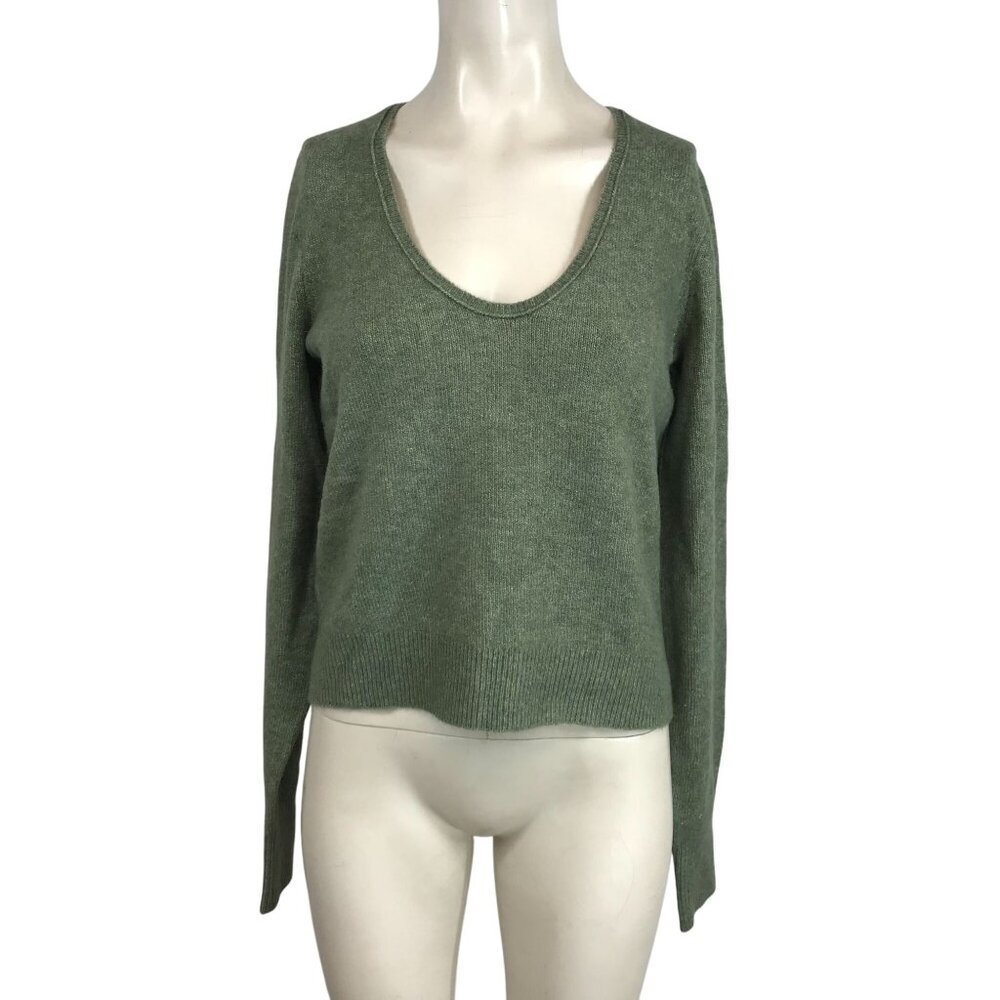 AERIE - WOMEN'S SMALL - GREEN LONG SLEEVE ROUND NECK PULL-OVER SWEATER